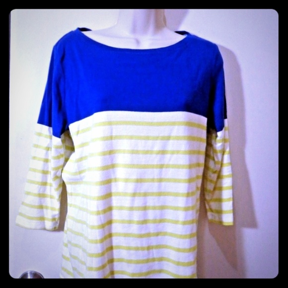 Talbots Tops - 5/$25 😀 Yellow Blue Striped TALBOT Petites White